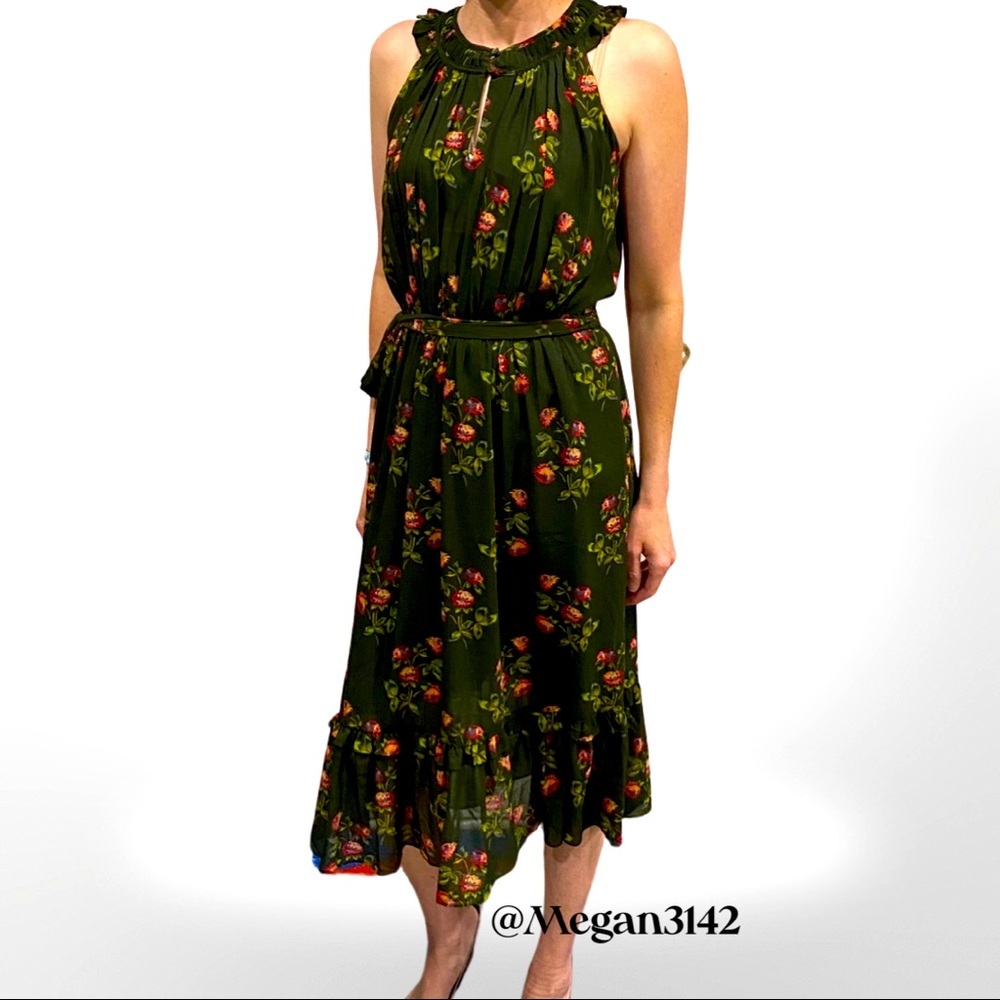 🦋HP!🦋J. Crew | Point Sur | High-Neck | Green Floral w/ Ruffle Dress | 4 | NWT - Picture 3 of 16